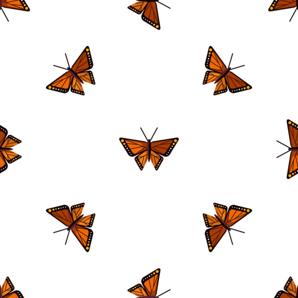 Beyaz arka planda turuncu kelebekli kusursuz vektör deseni