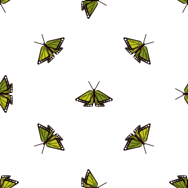 Beyaz arka planda tekrar eden şekillendirilmiş yeşil kelebek deseni