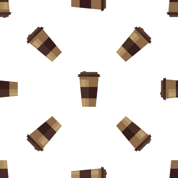 Kusursuz desenli, arka plan için düz kahve fincanları.