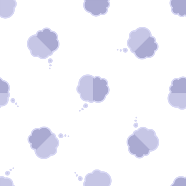 Beyaz arka planda kusursuz açık mor düşünce kabarcıkları