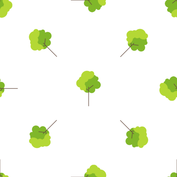 Beyaz arka planda düz minimalist yeşil ağaçlarla kusursuz bir desen.