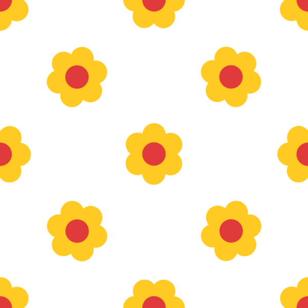 Sevimli Sarı Çiçekler ve Kırmızı Merkez Dekorasyonlu Kusursuz Desenli