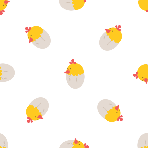 Yumurta vektöründen çıkan sevimli sarı tavukları olan pürüzsüz bir desen.