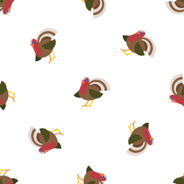 Şükran Günü için Şekillendirilmiş Hindi Çizimlerini Özetleyen Kusursuz Desen