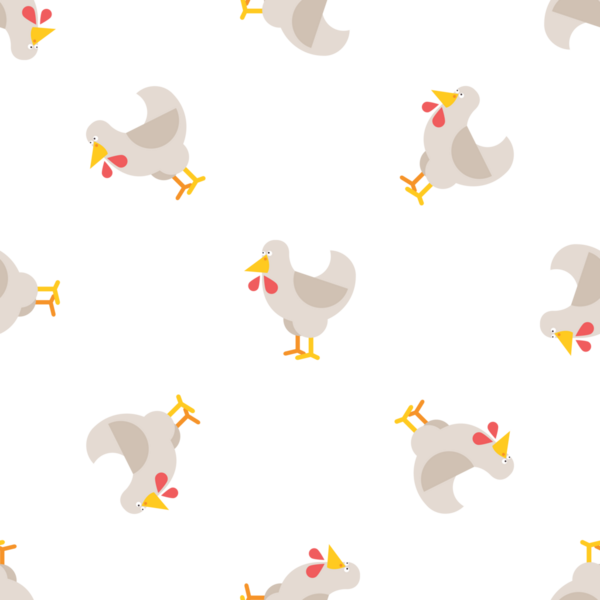 Şirin ve basit tavukların izole edilmiş tasarımı ile kusursuz şablon vektörü