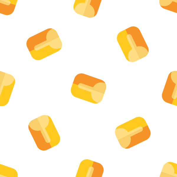 Çizgi film şekerli mısır parçaları sarı ve turuncu renklerde kusursuz desen.