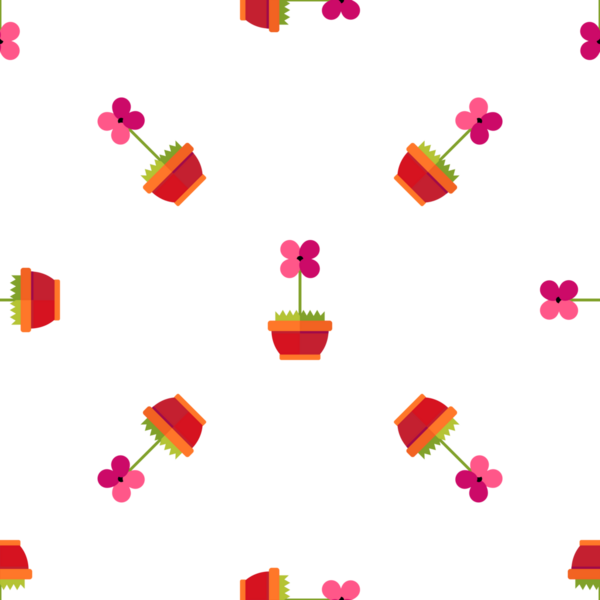 Saksıda çiçekler, bahçıvanlık ve bahar konsepti olan kusursuz desen.