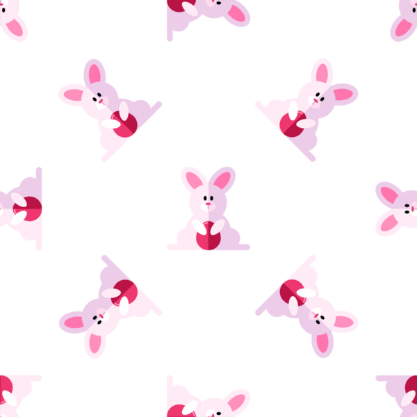 Çizgi film tarzında yumurtalı kusursuz Pembe Paskalya Tavşanı