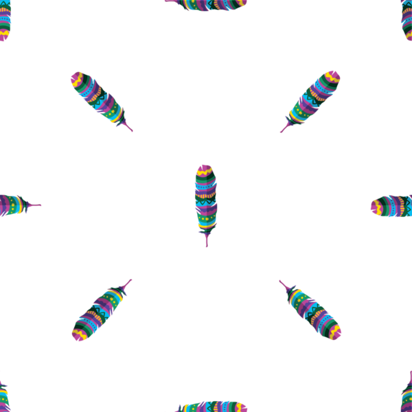 Renkli tüyler ve karmaşık bohem tasarımlar içeren kusursuz desenler.