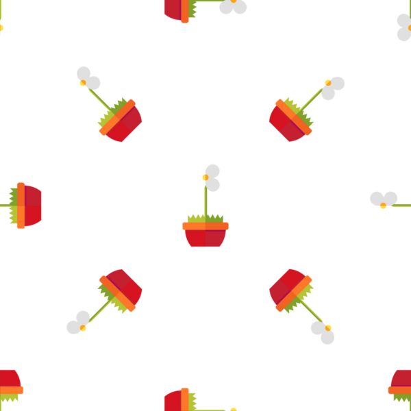 Beyaz arka planda küçük saksı çiçeklerinin pürüzsüz deseni