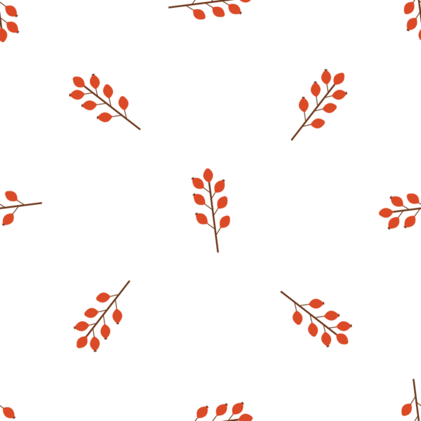 Gül ağacı dallarıyla kusursuz desen, basit sonbahar doğa tasarımı.