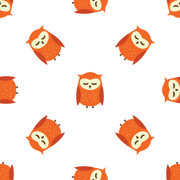 Beyaz Arkaplanda Sevimli Turuncu Baykuşlu Kusursuz Desen