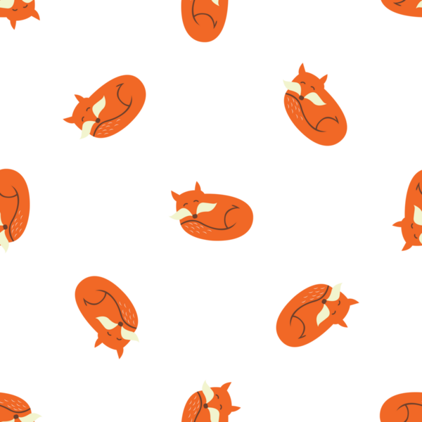 Beyaz arkaplan dizaynı üzerinde şirin uyuyan tilkiler olan kusursuz desen