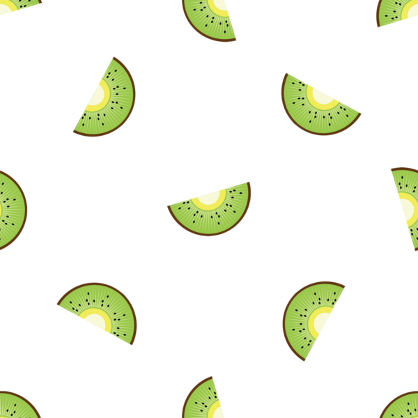 Beyaz arka planda taze kivi dilimleri içeren canlı, pürüzsüz bir desen.