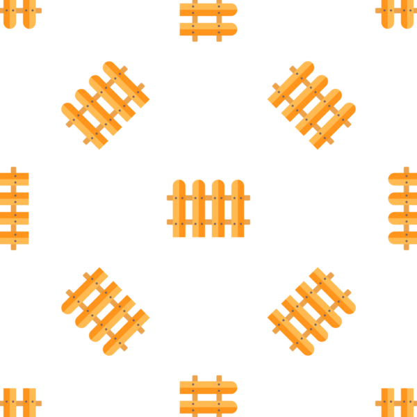 Beyaz Arkaplan Çiziminde Kusursuz Turuncu Ahşap Çit Şablonu