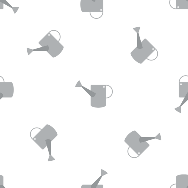 Beyaz arka plana saçılmış basit gri sulama kutularının kusursuz deseni