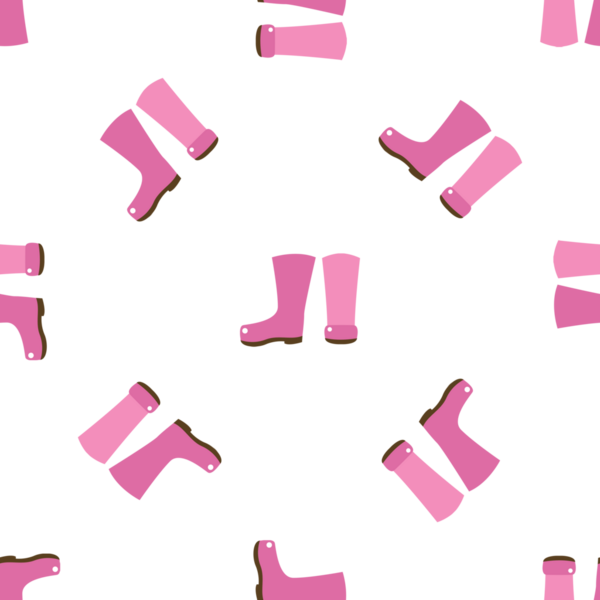 Çocuklar için Beyaz Arkaplanda Kusursuz Pembe Yağmurlu Çizmeler Şablonu