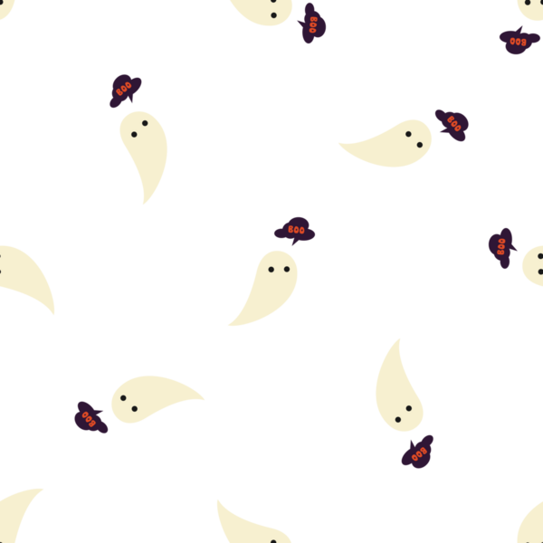 Kusursuz bir cadılar bayramı şablonu ve beyaz arka planda 'Boo' diyen sevimli çizgi film hayaletleri.