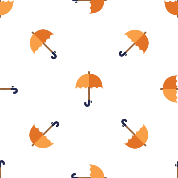Beyaz arka planda izole edilmiş turuncu şemsiyelerin kusursuz deseni