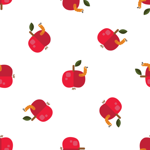 Çizgi Film Elmaları ve Sevimli Solucanlar 'ın Tuhaf Kusursuz Desenli Şablonu