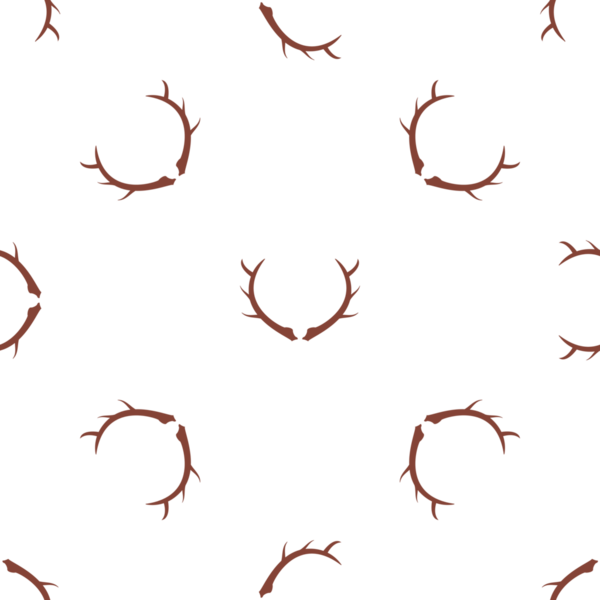 Biçimlendirilmiş geyik boynuzlarının kusursuz deseni beyaz üzerine tekrarlanan bir dizaynda