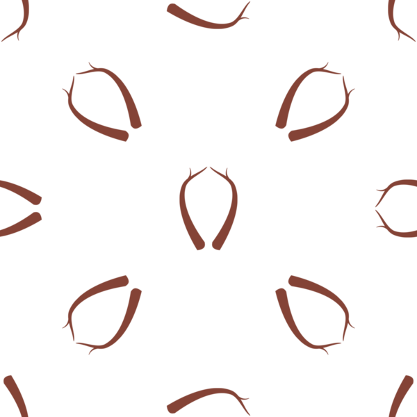 Geyik boynuzlarının kusursuz deseni, beyaz arka planda zarif kahverengi siluet.