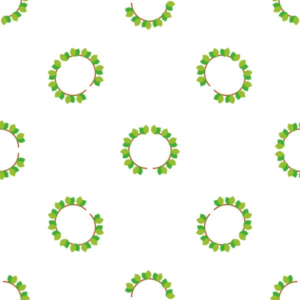 Yaprak çerçeveli kusursuz desen, dairesel yapraklı vektör şablonu