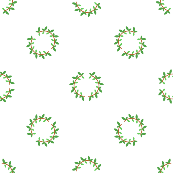 Beyaz arkaplan tasarımlı yeşil yapraklı çelenklerin kusursuz deseni.