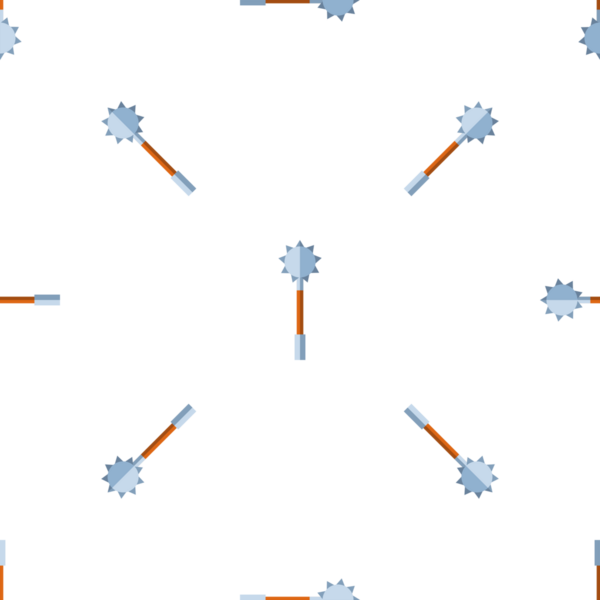 Beyaz arka planda düz dizayn edilmiş ortaçağ topuzu içeren pürüzsüz desen