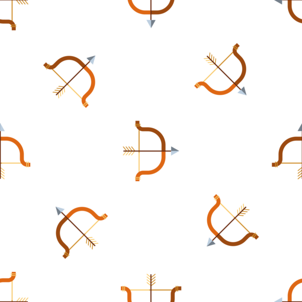 Okçuluk yayı ve ok tasarımı elementlerinin kusursuz deseni vektör görüntüsü