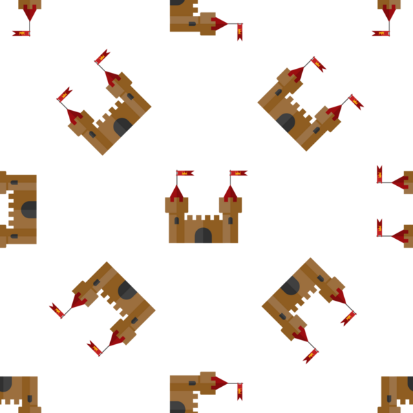 Kırmızı bayrak vektör arkaplan tasarımı ile kahverengi şatonun kusursuz deseni