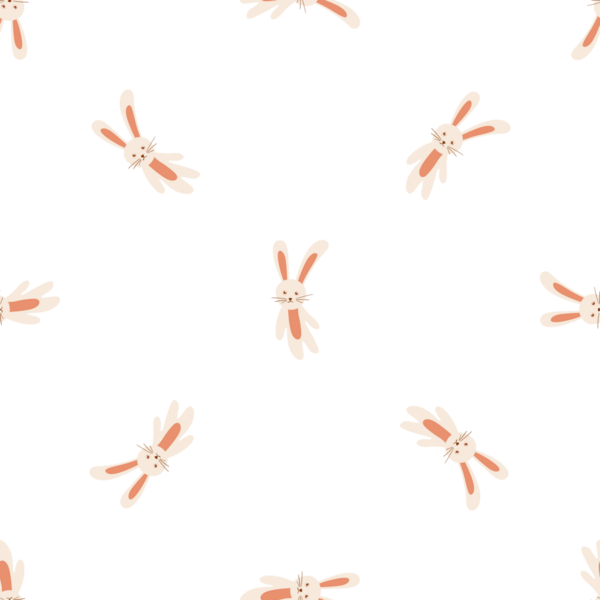 Beyaz arka planda sevimli tavşan karakterleri olan sevimli, pürüzsüz bir desen.