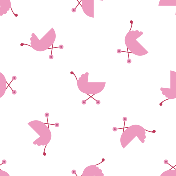 Beyaz Arkaplanda Pembe Gözlüklü Bebek Gezginleri ile Kusursuz Desen