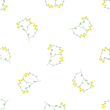 Kusursuz sarı çiçek desenleri ve dolambaçlı sarmaşıklar.