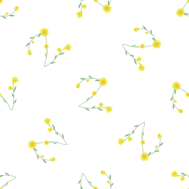 Tekstil tasarımı için sarı çiçek numaralarıyla kusursuz desen