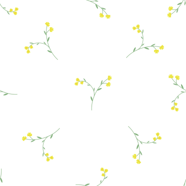 Küçük sarı çiçekli ve yeşil saplı kusursuz vektör deseni