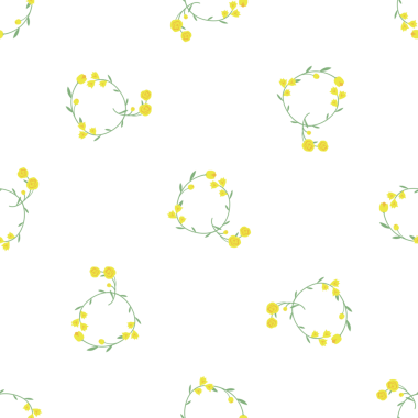 Beyaz bir arka plan vektöründe sarı çiçeklerin kusursuz deseni