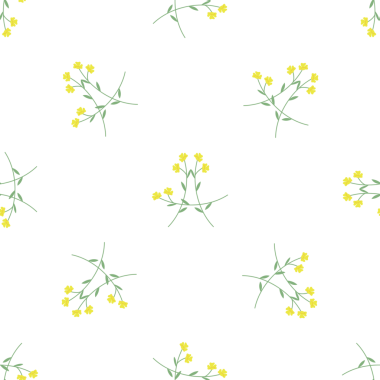 Küçük sarı çiçekli kusursuz çiçek deseni, vektör tekrarlı tasarım