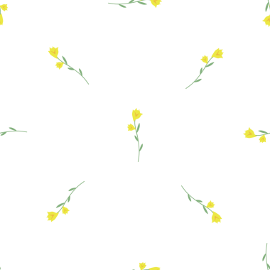 Beyaz arka planda sarı çan çiçeklerinin kusursuz deseni