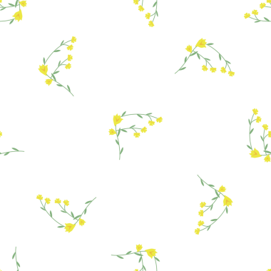 Küçük çiçekli ve yapraklı narin sarı çiçek desenleri.
