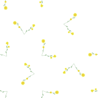 Beyaz arka planda biçimlendirilmiş sarı çiçekleri içeren kusursuz desen