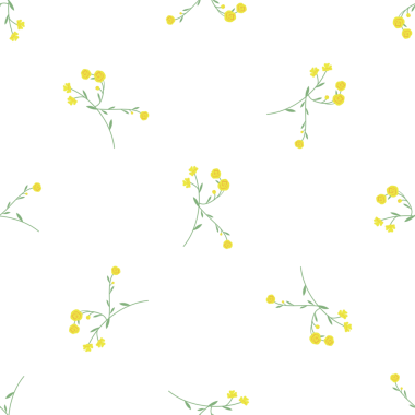 Bahar Tasarımları İçin Beyaz Arkaplanda Hassas Sarı Çiçek Deseni