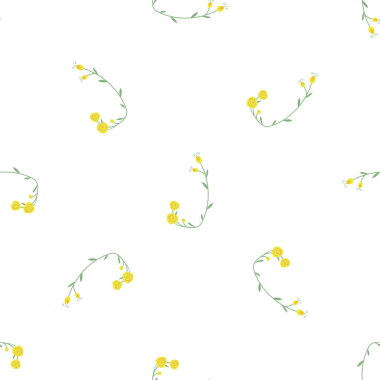 Sarı güller ve yeşil yapraklarla kusursuz çiçek desenli zarif bir tasarım.