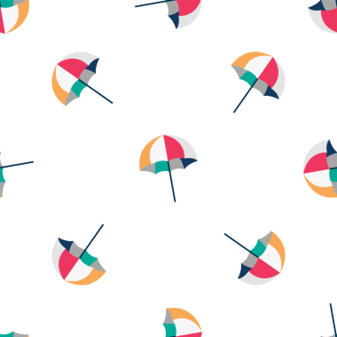 Beyaz arka planda renksiz plaj şemsiyesinin kusursuz vektör deseni