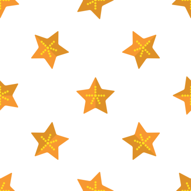 Yıldız meyveli kusursuz vektör deseni, tropikal yaz arkaplanı