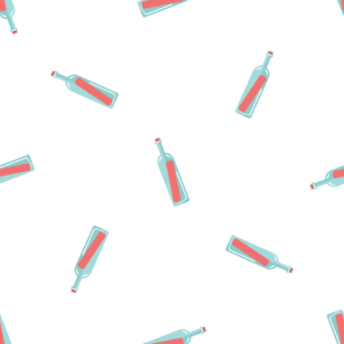 Mesajlı cam şişelerin kusursuz deseni, arkaplan vektör illüstrasyonu