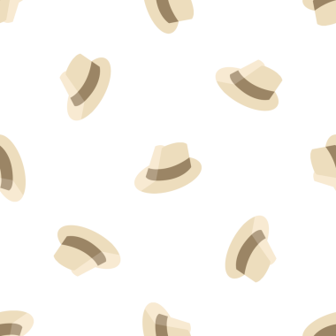 Beyaz arka planda Panama şapkalı kusursuz vektör deseni