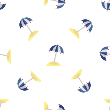 Plaj şemsiyesi ve kum arkaplan tasarımlı kusursuz yaz şablonu