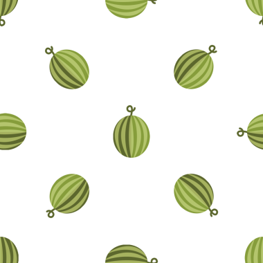 Beyaz arka plan vektöründe yeşil karpuz deseni