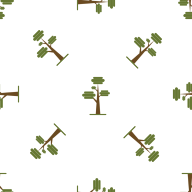 Beyaz arkaplanda soyut biçimlendirilmiş ağaçlarla kusursuz vektör deseni